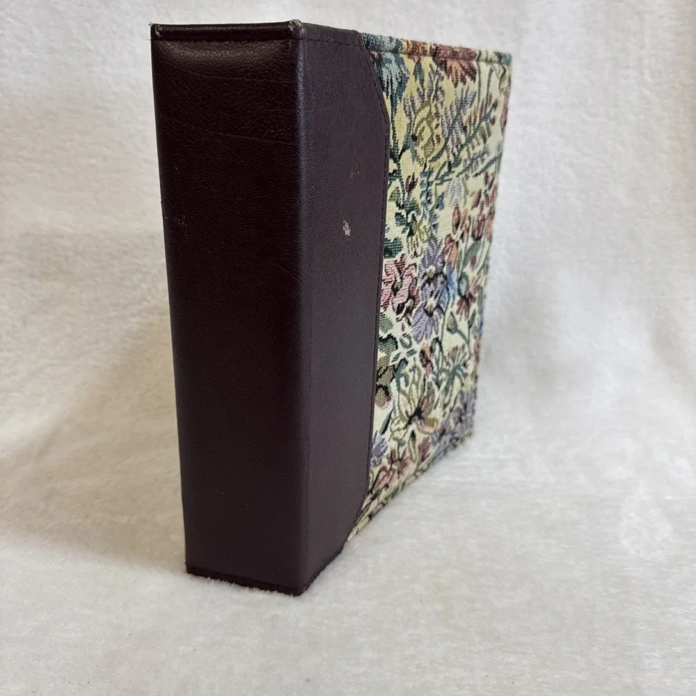 Vintage Floral Tapestry Photo Album Faux Leather Spine Burgundy 7x9
